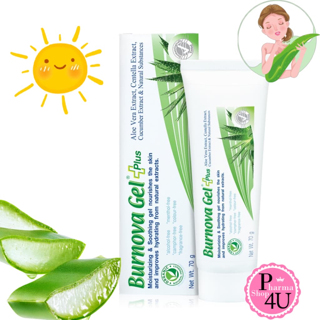 VITARA Burnova Gel Plus 25 / 70g เจลใสว่านหางจระเข้ ใบบัวบก แตงกวา สำหรับผิวตากแดด รูปที่ 1