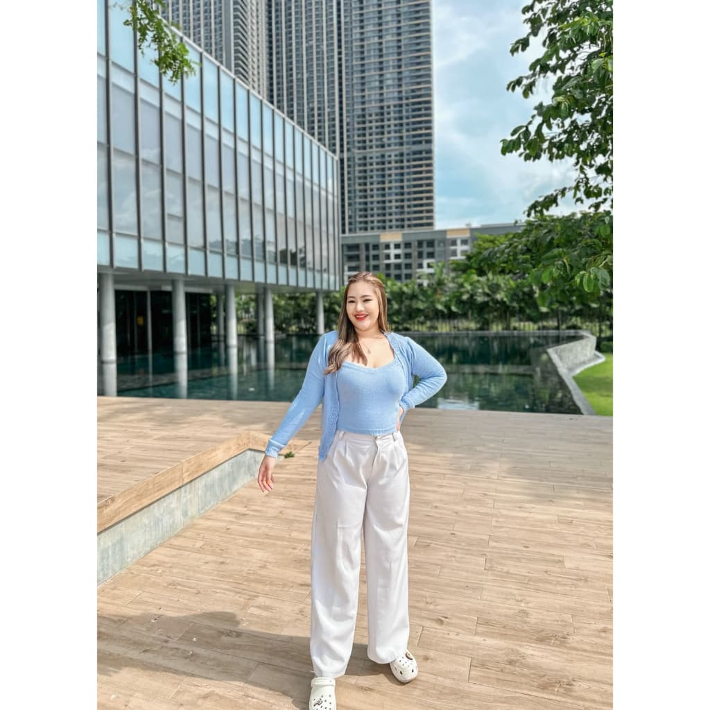 CiCi Plus+ Plus-Size ชุด Set เสื้อคลุม+สายเดี่ยวไหมพรม ผ้านุ่มใส่สบายยืดได้เยอะ สไตล์สาวโคเรีย รูปที่ 6