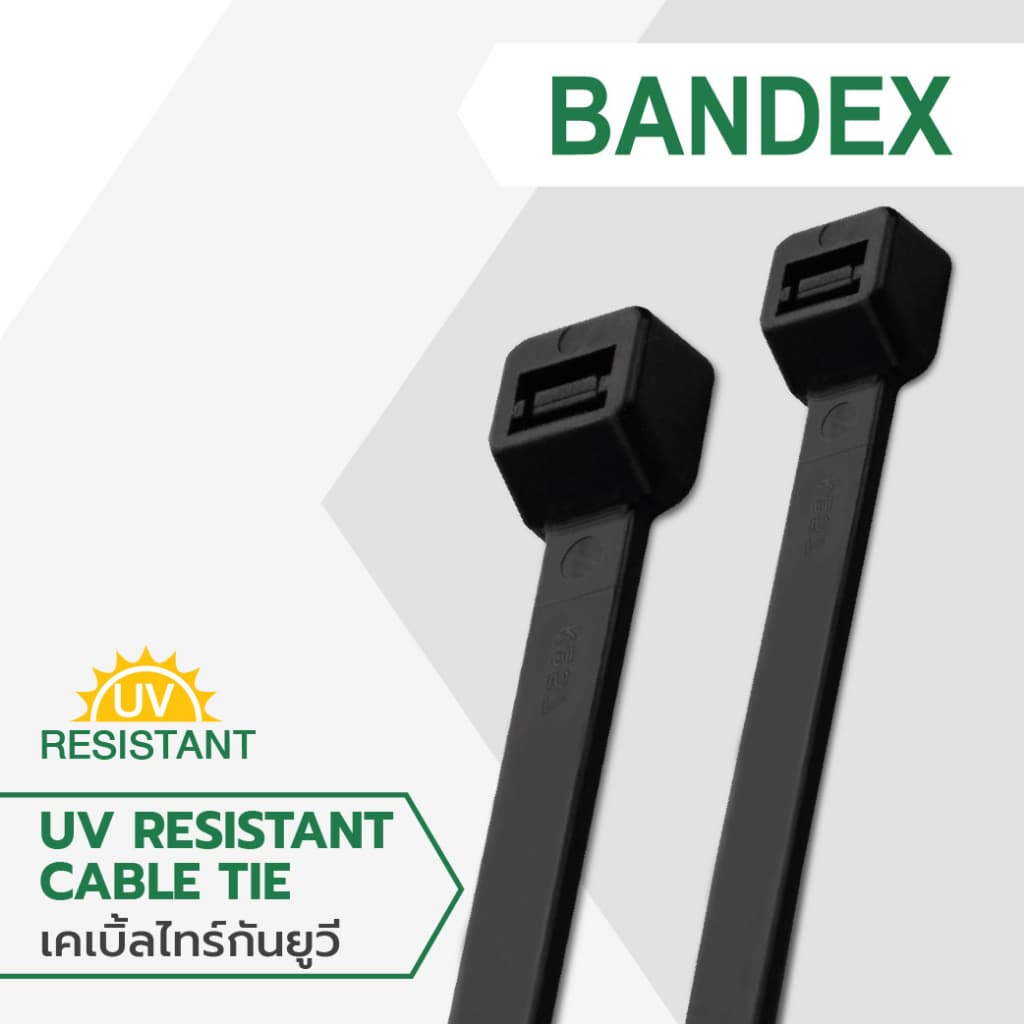 BANDEX UV เคเบิ้ลไทร์ยูวี สีดำ ขนาด 3, 4, 6, 8, นิ้ว สายรัดจับเก็บอเนกประสงค์ 1ถุง/100เส้น ของแท้ รูปที่ 1