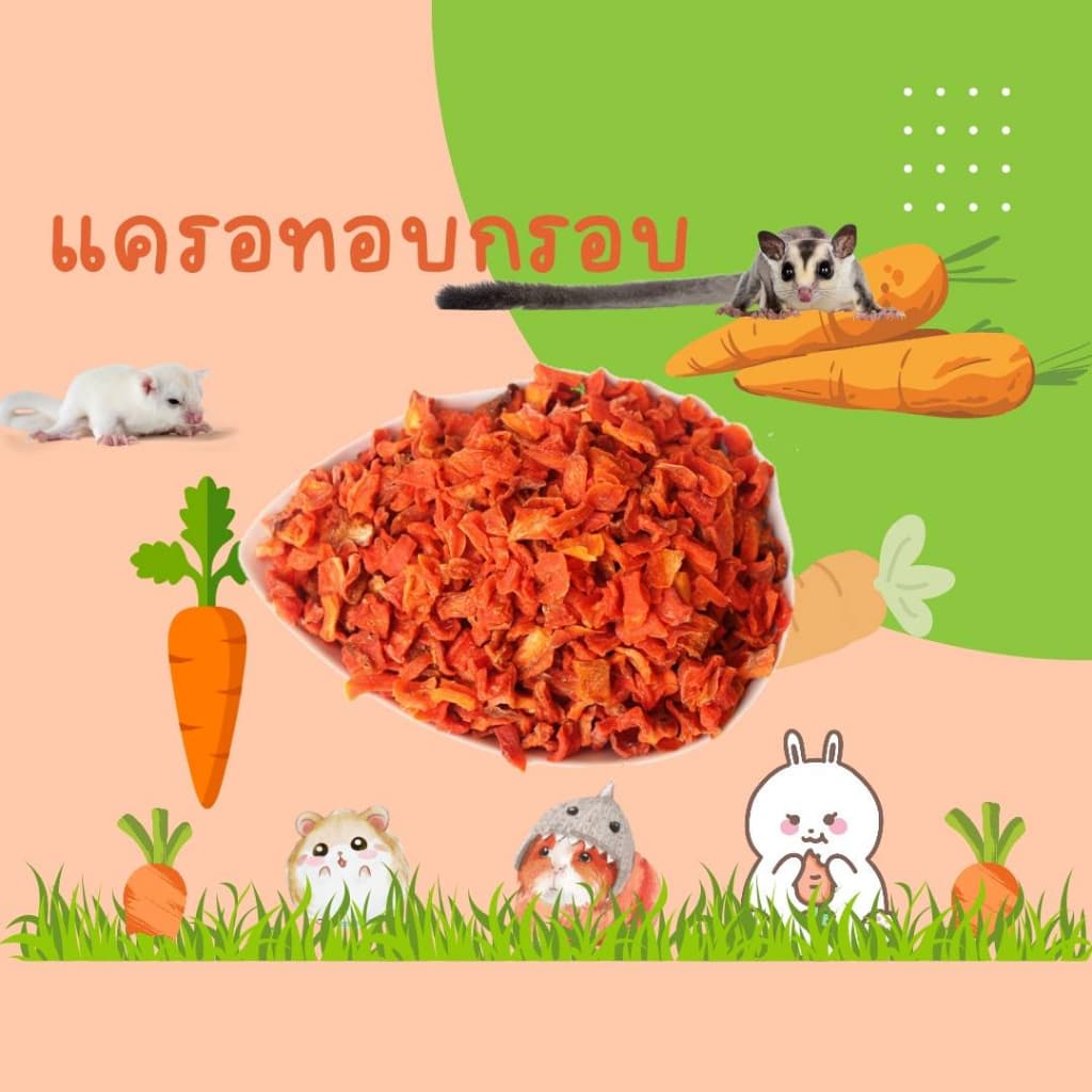 ผักรวมอบแห้ง แครอทอบแห้ง สำหรับกระต่าย แกสบี้ แฮมสเตอร์ ขนมสัตว์เล็ก รูปที่ 3
