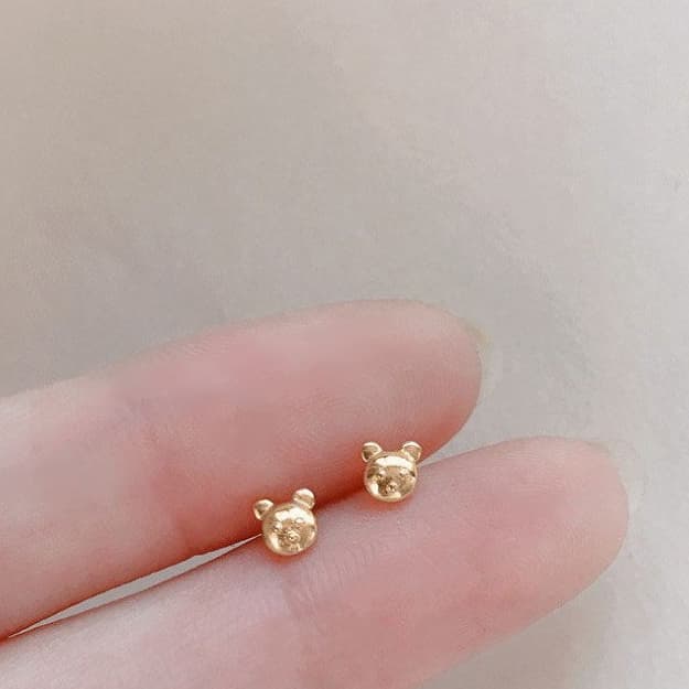 120-littlegirl gifts-Mini stud earrings ต่างหูเงิน s925 ชุบทอง 4 แบบ 4 ขนาด รูปที่ 5