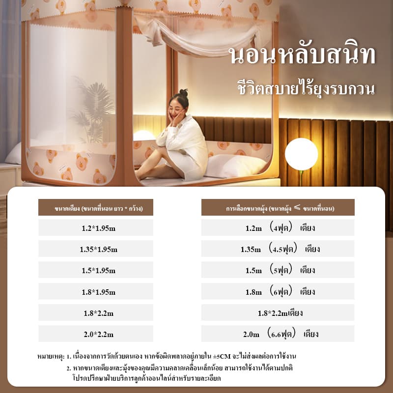มุ้งกันยุงขนาด 5 ฟุต 6 ฟุต 6.6 ฟุตแบบ 3 ประตู มุ้งครอบผู้ใหญ่ ครอบเด็กเล็ก มุ้งเต็นท์ กันแมลง คุ้มมาก รูปที่ 2