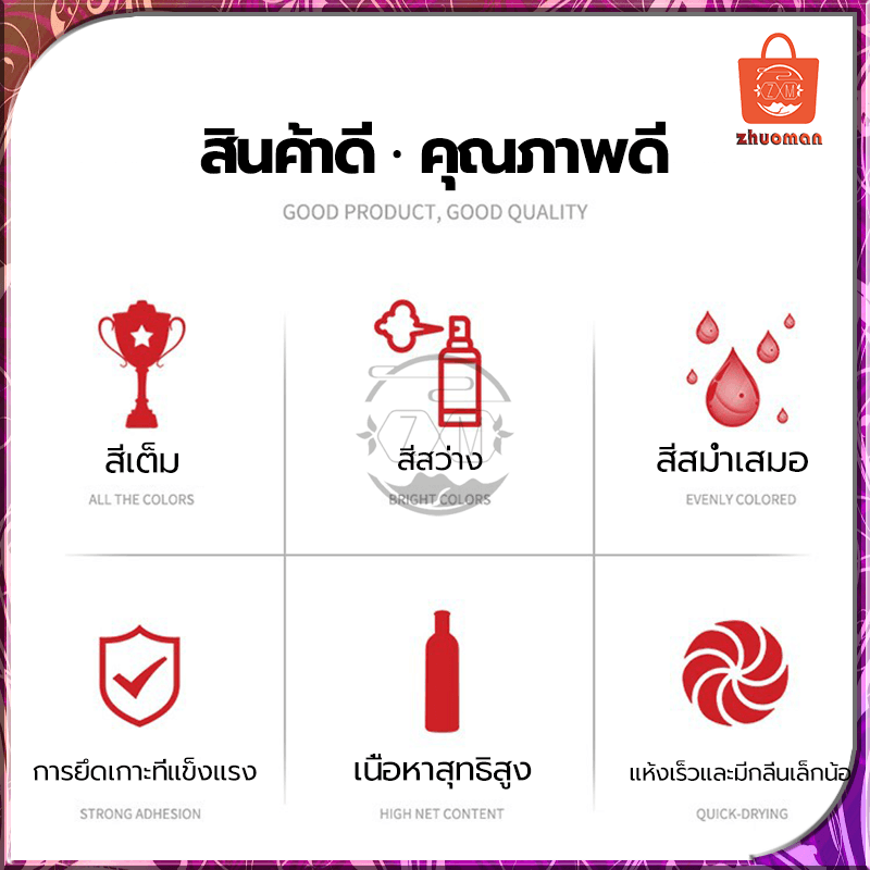 สีสเปรย์พ่นรถยนต์ สีสเปรย์ สีพ่นรถยนต์ 450ML สีกระป๋อง ซ่อมสีรถ สีแต้มล้อแม็ก สีพ่นเหล็ก แห้งเร็ว สวยทน มีความเงางามสูง รูปที่ 8