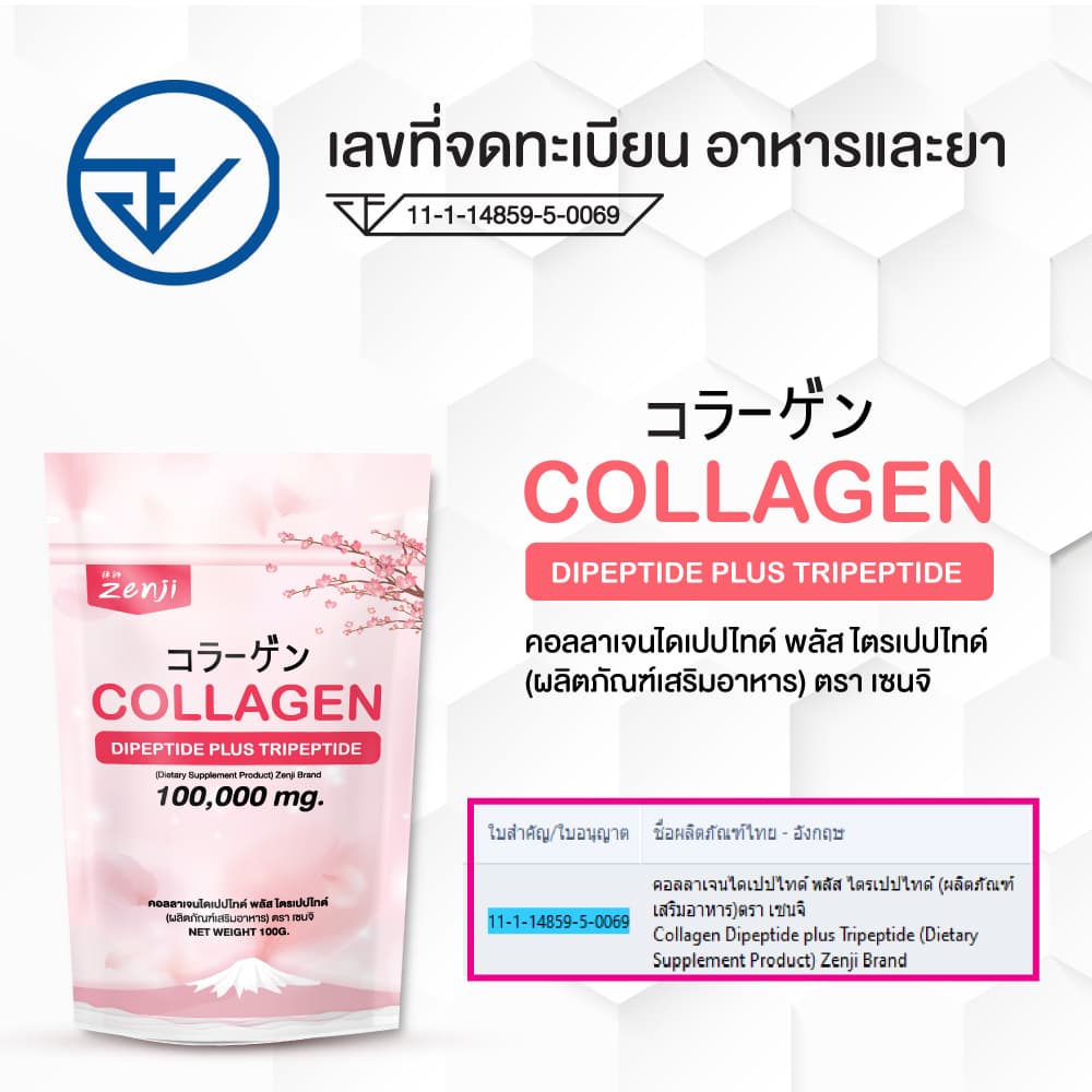 Zenji เพียว คอลลาเจนไดดเปปไทด์ พลัส ไตรเปปไทด์ Collagen Dipeptide plus Tripeptide รูปที่ 6