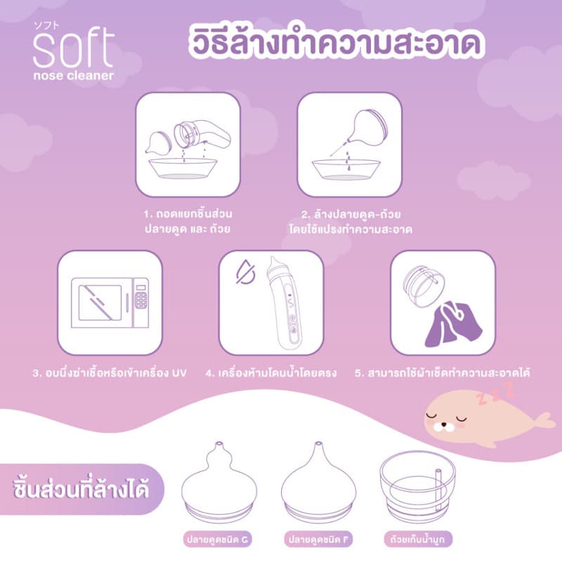 SOFT เครื่องดูดน้ำมูก ซอฟต์ เครื่องดูดน้ำมูกอัตโนมัติ รุ่นใหม่ SOFT003 รูปที่ 5