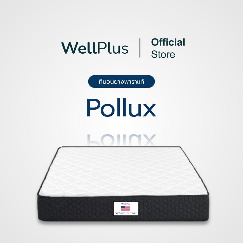 WellPlus ที่นอนยางพาราแท้ สัมผัสแน่นแข็ง รุ่น Pollux รองรับสรีระได้ดี ลดสาเหตุของการปวดหลัง ขนาด 3 3.5 ฟุต 5 ฟุต 6 ฟุต