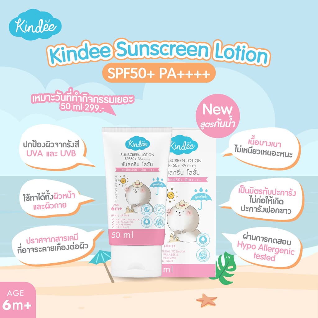 ส่งด่วนราคาพิเศษมีจำนวนจำกัดแพคเกจใหม่หลอดสีชมพู kindee คินดี้ ครีมกันแดดเด็ก รูปที่ 3