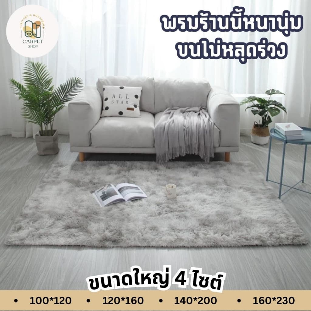 ลดล้างสต็อค พรม พรมปูพื้น 160*230 ผืนใหญ่ พรมนุ่ม พรมใหญ่ พรมห้องนอน พรมขนยาว พรมแต่งบ้าน หลายขนาด ขนนิ่ม รูปที่ 1