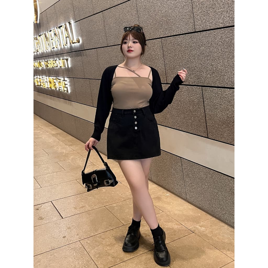 CiCi Plus+ กระโปรงกางเกงขาสั้น เอวสม็อค กระดุมหน้าแมทซ์ได้ทุกลุคน่ารักมาก รูปที่ 6