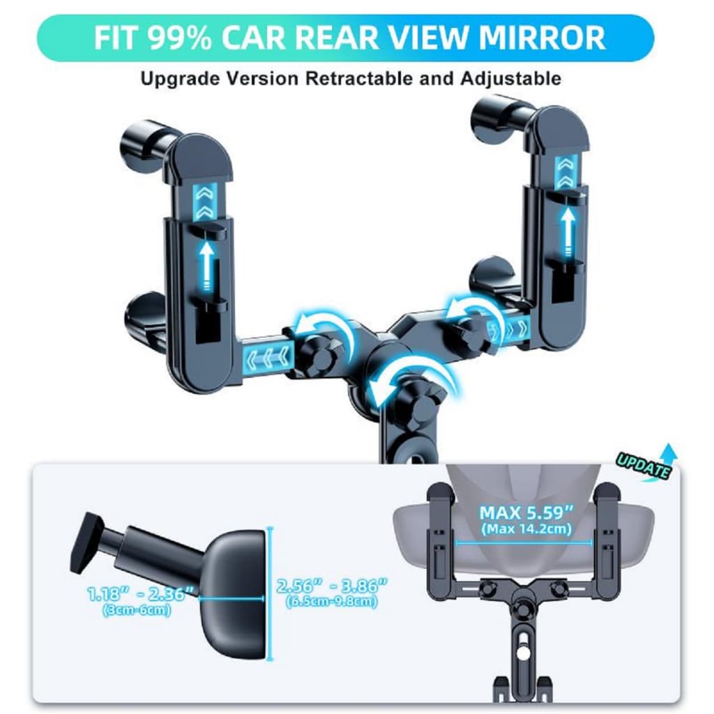 2023 ที่วางโทรศัพท์มือถือ ติดกระจกมองหลังรถยนต์ 360° ขาตั้งโทรศัพท์มือถือ ติดตั้งในกระจกมองหลังไม่ต้องแปะ รูปที่ 5