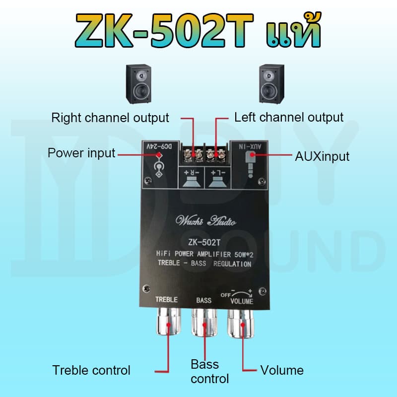 DIYsound zk 502t แท้ แอมจิ๋วบลูทูธ zk502t แอมป์จิ๋วแรงๆ แอมป์จิ๋ว 502t แอมป์จิ๋ว แอมป์จิ๋วบูทูธ รูปที่ 4