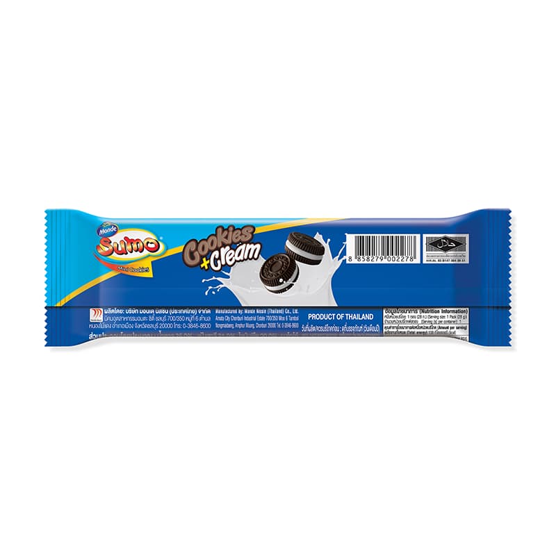 Sumo Cookies & Cream คุกกี้ไส้ครีม ตราซูโม่ 28 ก. 12 ซอง รูปที่ 5