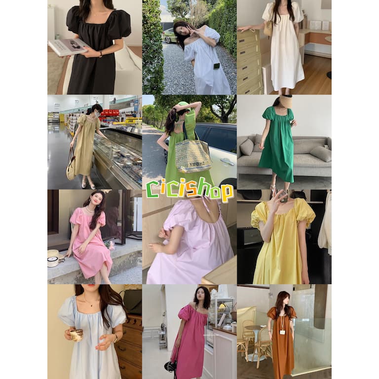 Cicishop เดรสยาวผ้าคอตตอนแขนพอง ดีเทลเว้าหลังลุคคุณหนูแอบแซ่บ รูปที่ 1