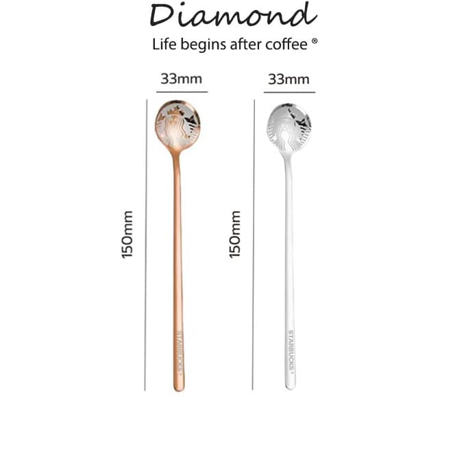 Diamond Coffee ช้อนสแตนเลส กลม เกาหลี 15cm มี2ส วัสดุอย่างดี ช้อน Starbucks ช้อนคนกาแฟ ปลอดภัย สีไม่ลอก รูปที่ 1