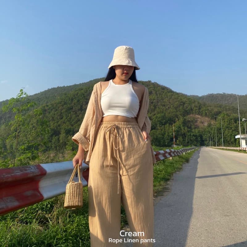 𝗥𝗼𝗽𝗲 𝗹𝗶𝗻𝗲𝗻 𝗽𝗮𝗻𝘁𝘀 กางเกงสาวอวบ มินิมอล รูปที่ 5