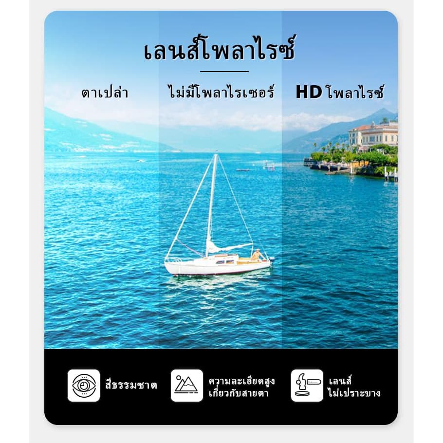CODแว่นตากันแดด เลนส์ ตัดแสงสะท้อน แว่นกันแดดแฟชั่น ใส่ได้ทั้งผู้ชายและผู้หญิง TENPO รูปที่ 6