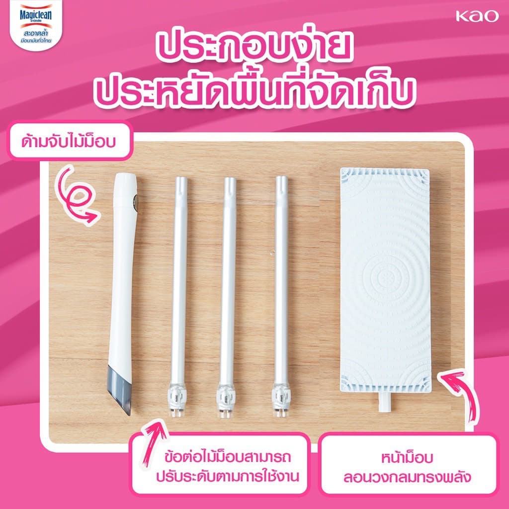 ไม้ม็อบ ทำความสะอาดพื้น ปรับระดับได้ ใช้งานง่ายสะดวก Magiclean Wiper Mop รูปที่ 5