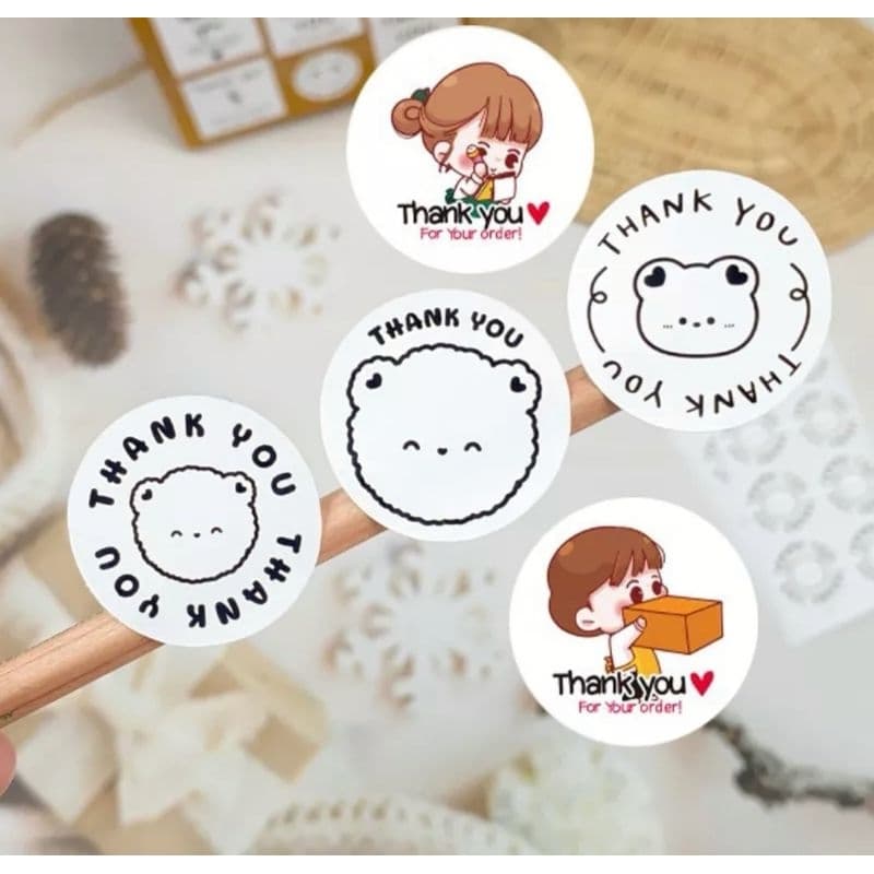 สติกเกอร์ THANK YOU ลายการ์ตูน ลายหมีน้อยน่ารัก ขนาด 3.5 ซ.ม รูปที่ 5