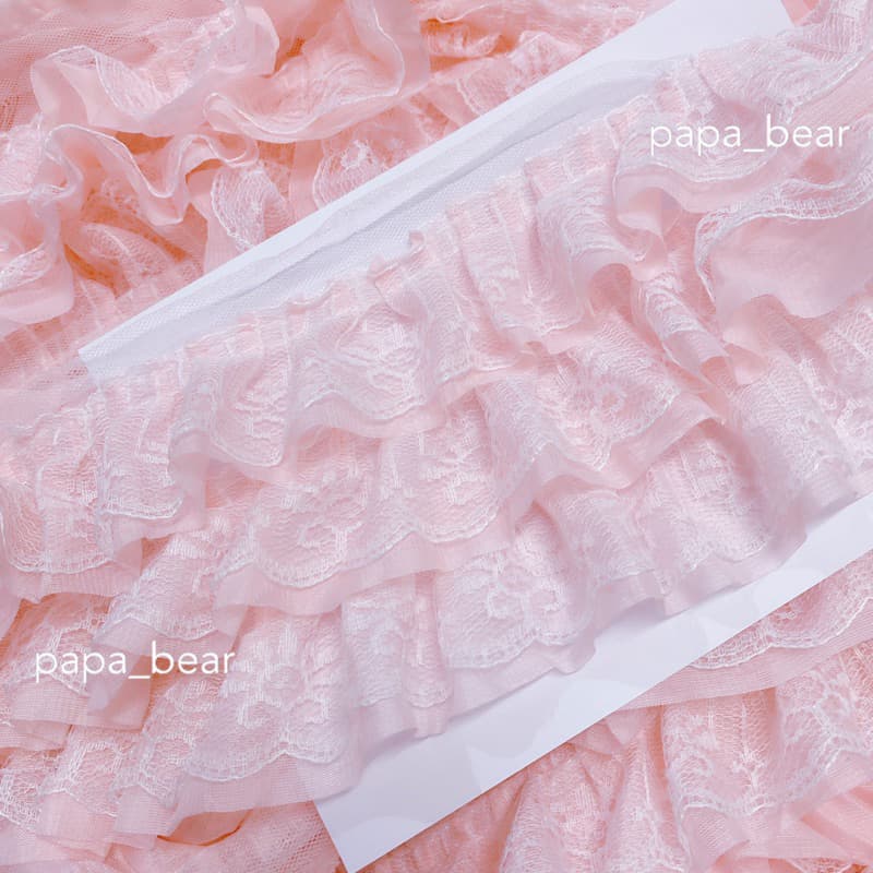 ลูกไม้ระบาย3ชั้น ลูกไม้ตกแต่ง มี 6 สี สวยมากๆ ใช้ตกแต่งเสืัอผ้า-กระเป๋า ผ้าลูกไม้ รูปที่ 7