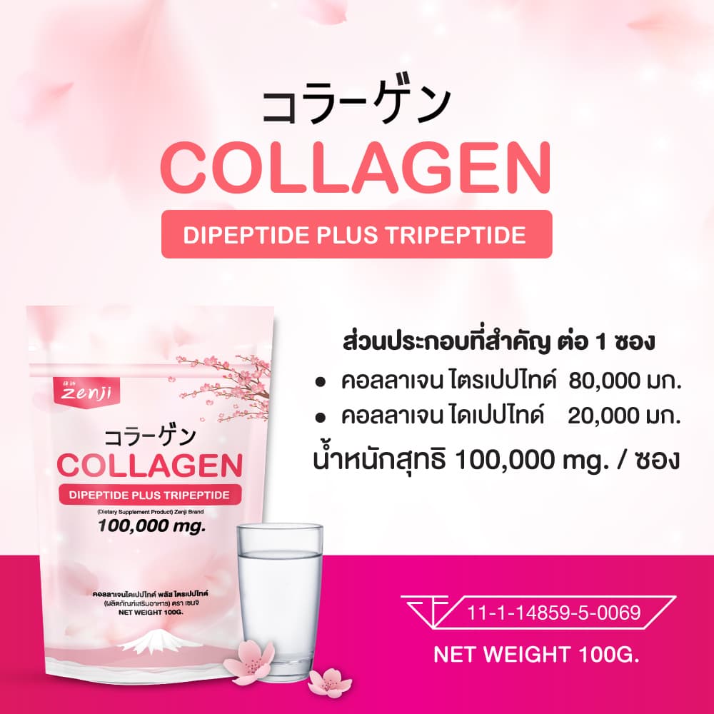 Zenji เพียว คอลลาเจนไดดเปปไทด์ พลัส ไตรเปปไทด์ Collagen Dipeptide plus Tripeptide รูปที่ 3