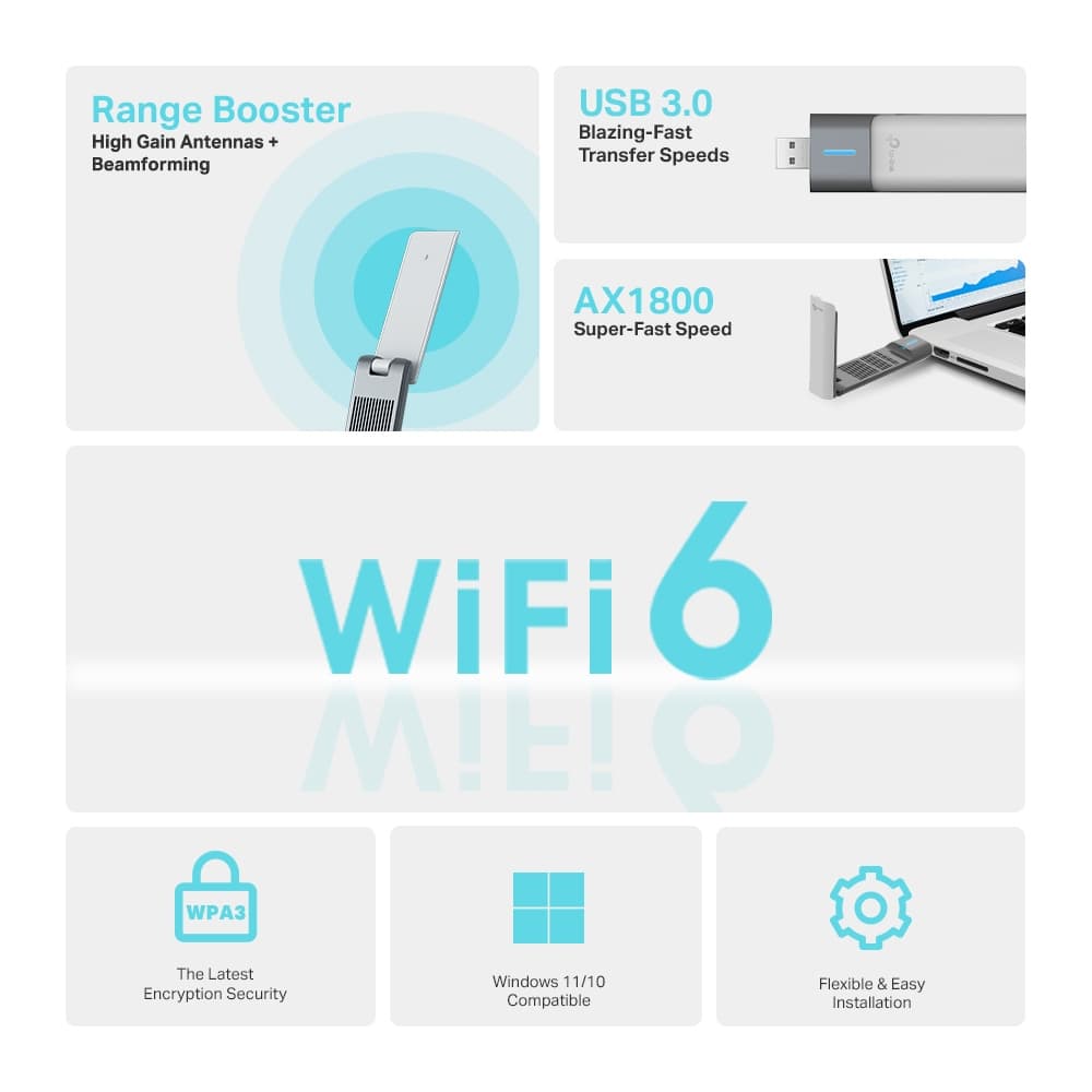 Wireless USB Adapter TP-LINK AX1800 Dual Band Wi Fi 6 AX1800 High Gain Wireless USB Adapter-LT รูปที่ 3