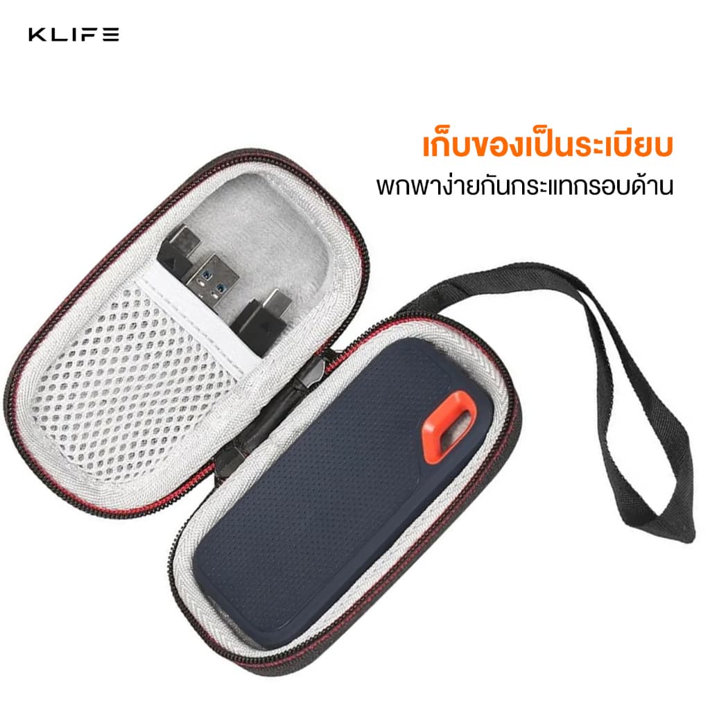 กระเป๋าใส่ฮาร์ดดิส กระเป๋าเคสพกพา EVA SanDisk E60 KLIFE EVAPROTECT กันกระแทกกันรอย กันน้ำ พกพา รูปที่ 3