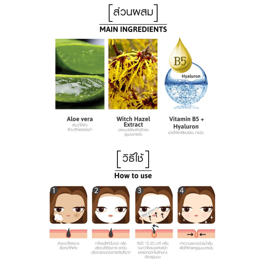 เคที่ดอลล์ โคลนลอกสิวเสี้ยน แผ่นลอกสิวเสี้ยน Cathy Doll Blackhead White Clay Mask / Charcoal Nose Cleansing Strip รูปที่ 3