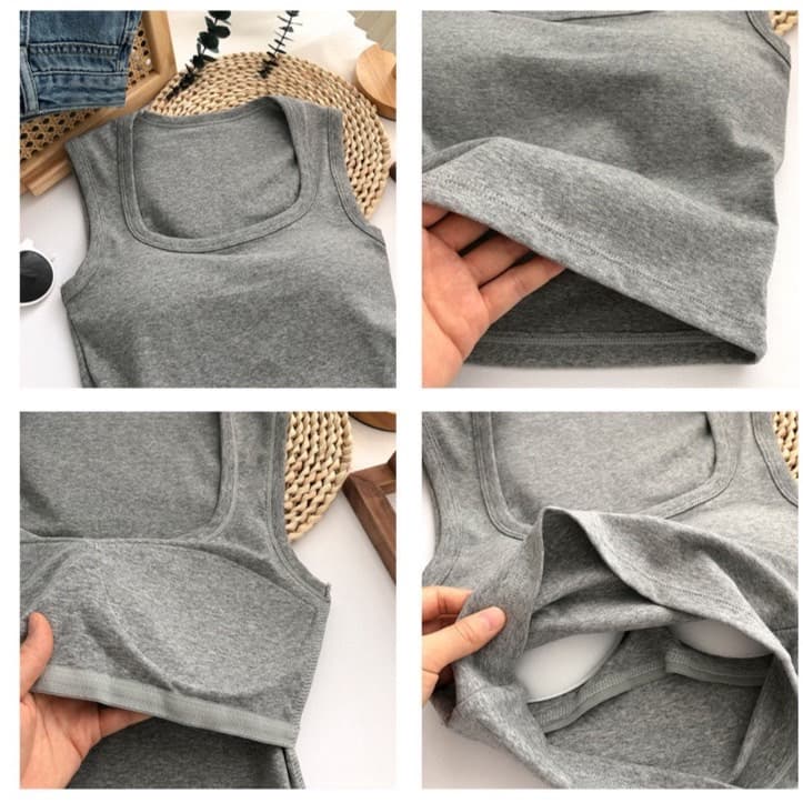 เสื้อกล้ามแฟชั่นแขนกุด B-074 เนื้อผ้านิ่มใส่สบาย มีฟองน้ำในตัว มีหลายสี รูปที่ 3