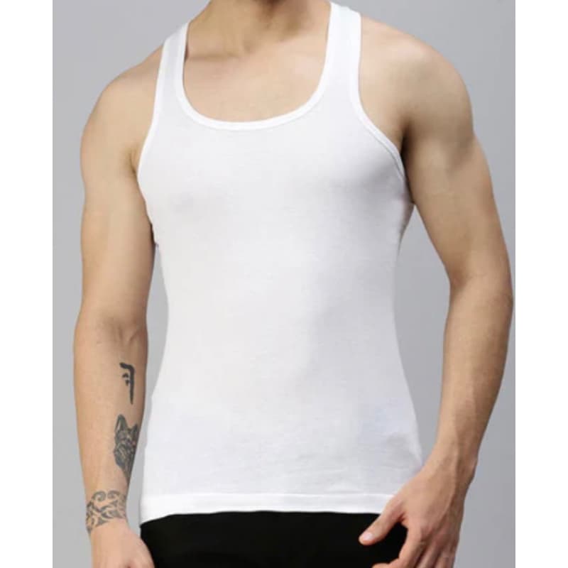 เสื้อกล้ามผู้ชาย LUX COZI 100% COTTON สีขาว *ผ้าไม่บาง* ไม่เหม็นอับ ระบายอากาศได้ดี รูปที่ 3