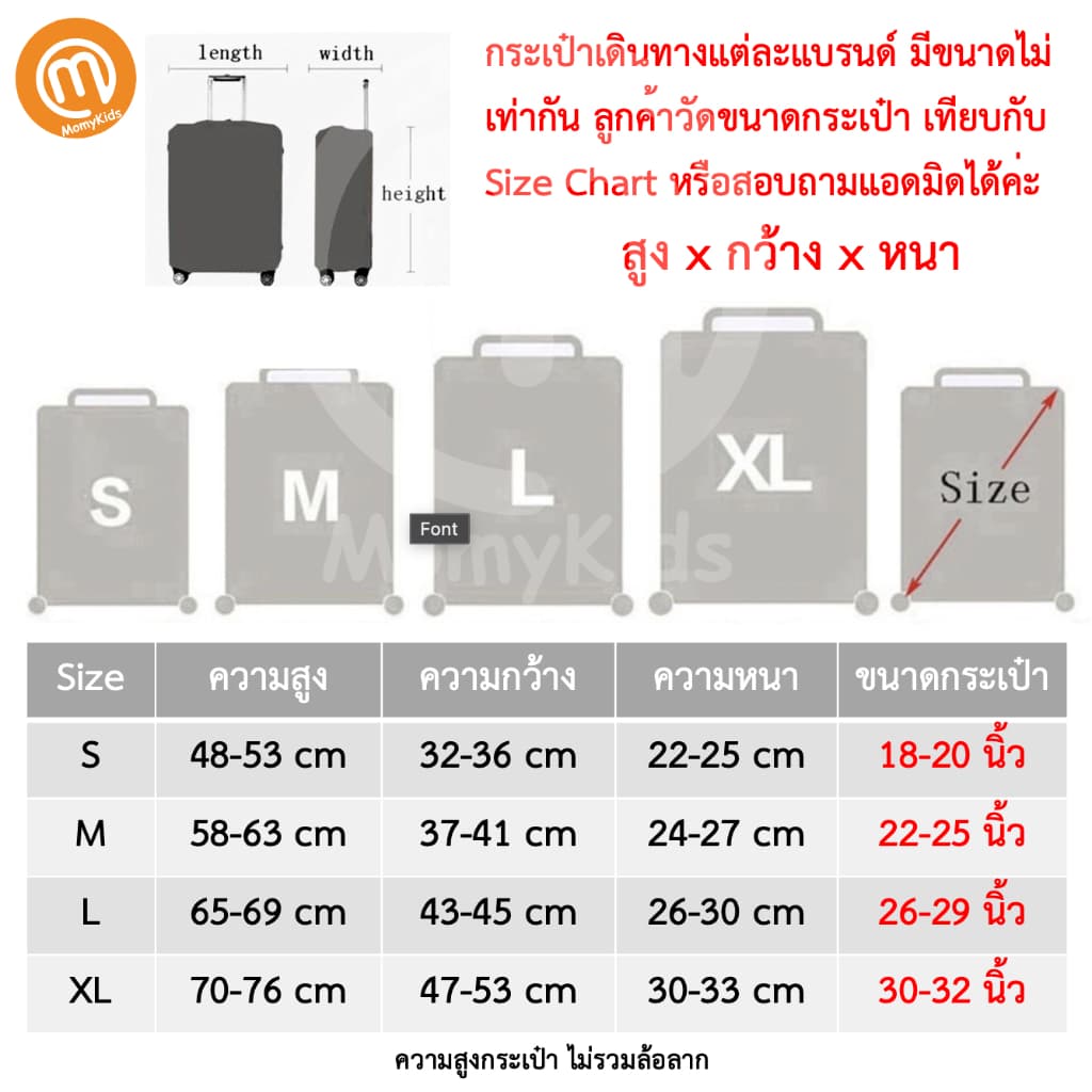 ผ้าคลุมกระเป๋าเดินทางผ้ายืด กันฝุ่น กันรอย สำหรับขนาด 20/24/26/28/30/32 นิ้ว รูปที่ 2