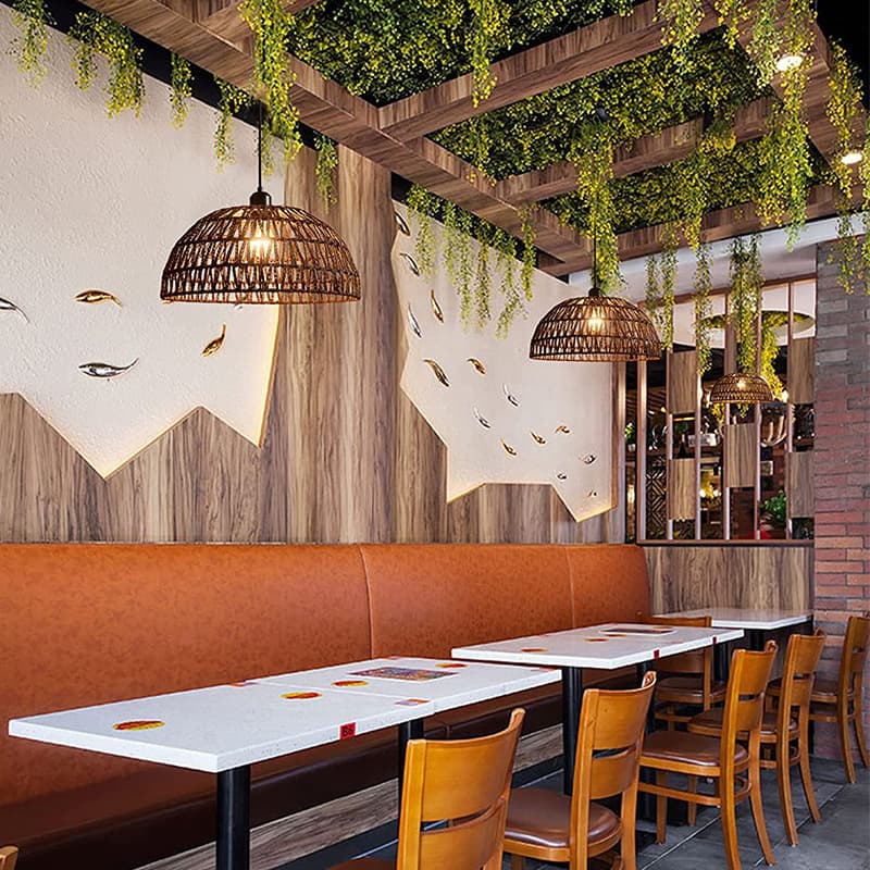 โคมระย้าทอเชือกป่านสไตล์ญี่ปุ่น Wabi Sabi ลมโฮมสเตย์ Pastoral ร้านอาหาร ห้องชา Inn Bar ห้องนอน Zen โคมไฟหวาย รูปที่ 6