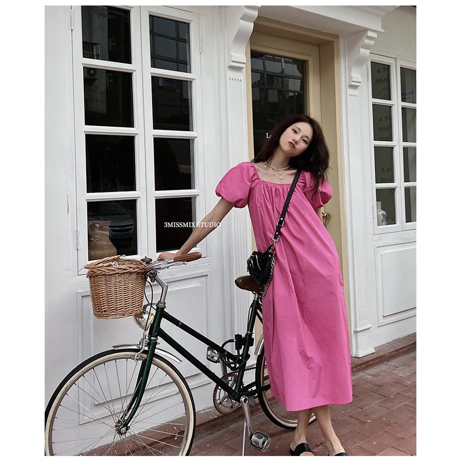 Cicishop เดรสยาวผ้าคอตตอนแขนพอง ดีเทลเว้าหลังลุคคุณหนูแอบแซ่บ รูปที่ 3
