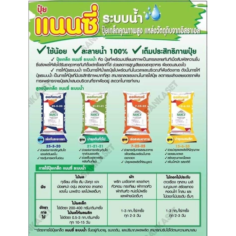 ปุ๋ยเกล็ดออคิเดนซ์ระบบน้ำ สูตร 35-4-4 เร่งต้นระยะแรก ตราแนนซี่ ขนาดกระสอบ 25 กิโลกรัม รูปที่ 2