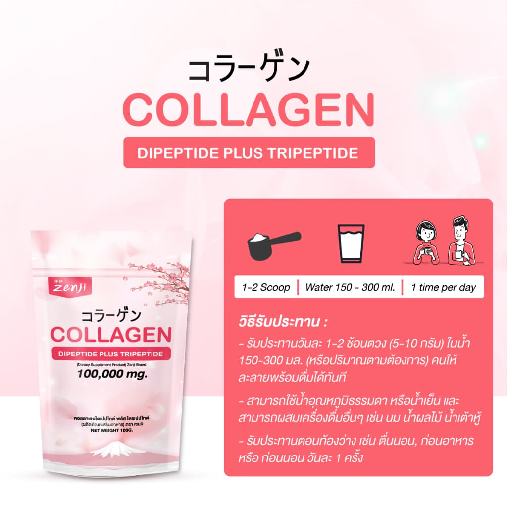 Zenji เพียว คอลลาเจนไดดเปปไทด์ พลัส ไตรเปปไทด์ Collagen Dipeptide plus Tripeptide รูปที่ 4