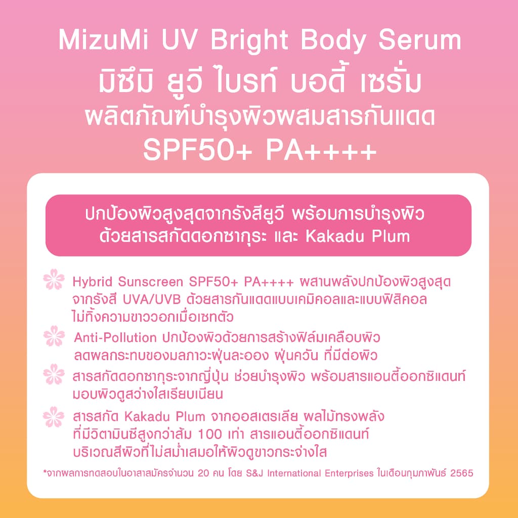 MizuMi UV Bright Body Serum เซรั่มกันแดดทาผิวกาย เบาสบายผิว ซึมไว รูปที่ 6