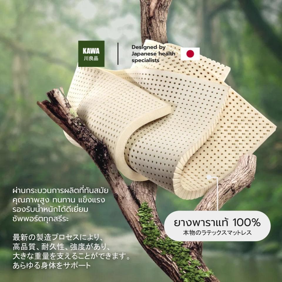 Kawa ที่นอนยางพาราฉีด แท้ 100% รุ่น Mito ท็อปเปอร์ ยางฉีดขึ้นรูปทั้งแผ่น ลดอาการปวดหลัง รูปที่ 2