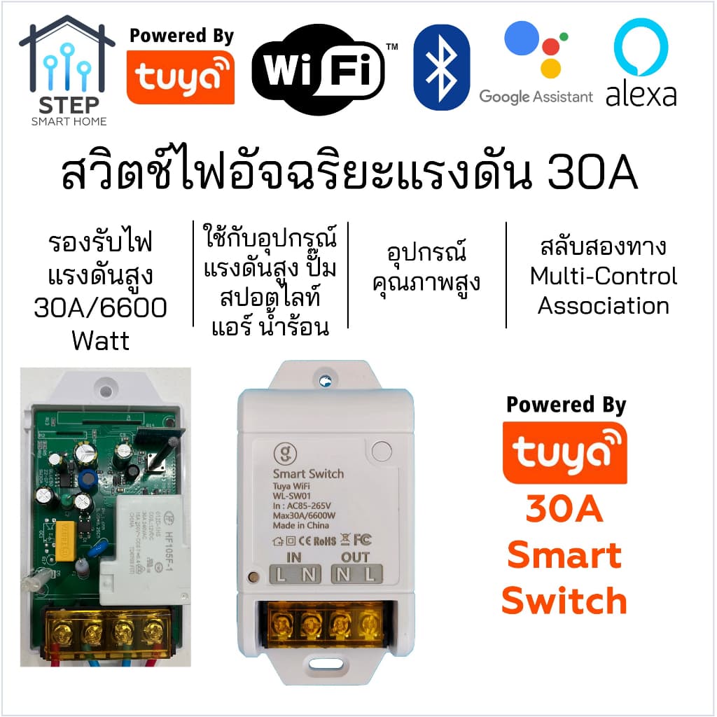 Tuya สวิตช์ไฟอัจฉริยะ WiFi Mini Switch DIY 1-4CH Dimmer Curtain หรี่ไฟ 20A 30A 2 way google alexa รูปที่ 6