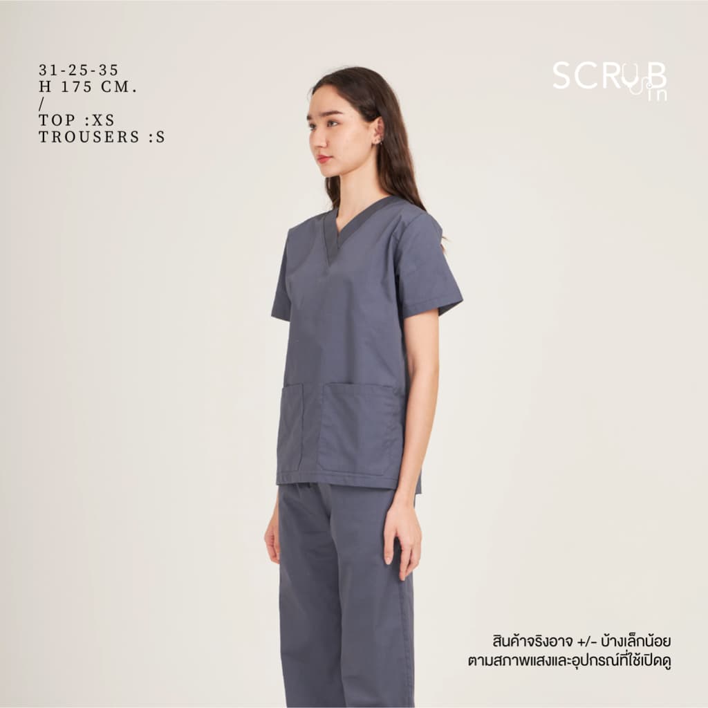 Scrub in | เสื้อ-กางเกงสครับ unisex สี Charcoal รุ่น TC340 รูปที่ 5