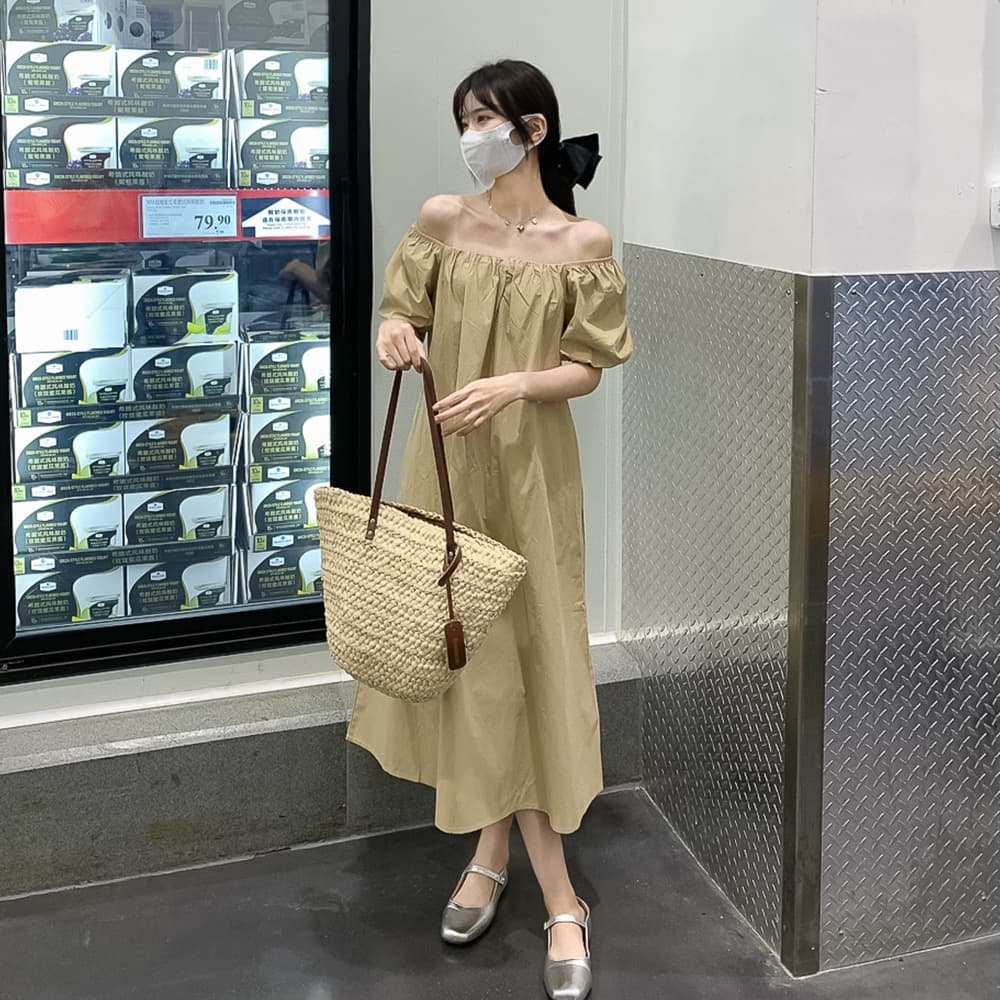 Cicishop เดรสยาวผ้าคอตตอนแขนพอง ดีเทลเว้าหลังลุคคุณหนูแอบแซ่บ รูปที่ 4