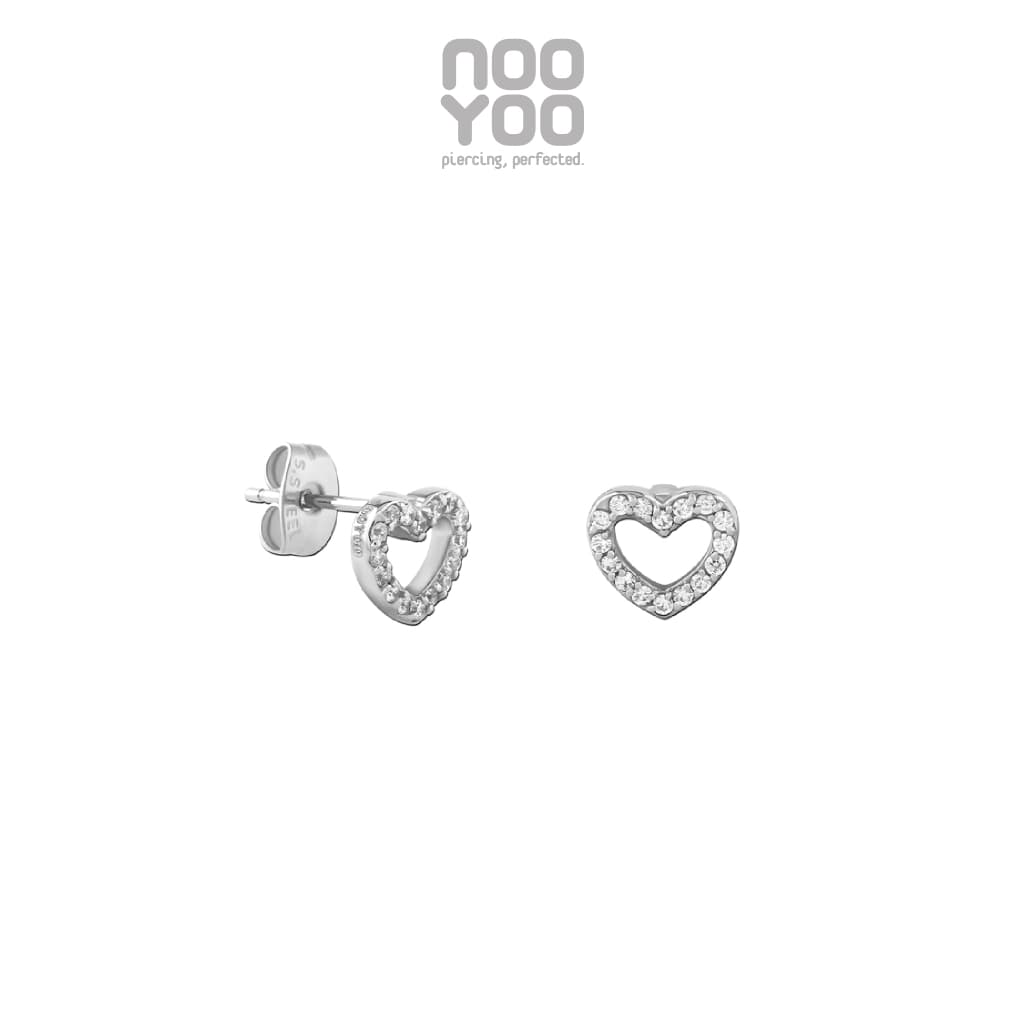 NooYoo ต่างหูสำหรับผิวแพ้ง่าย Lovely Heart with Crystal Surgical Steel รูปที่ 1