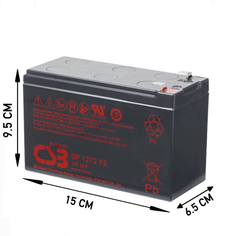 แบตเตอรี่เครื่องสำรองไฟ CSB Battery GP1272 F2 12V 28W ของแท้ รับประกัน 1 ปี รูปที่ 2