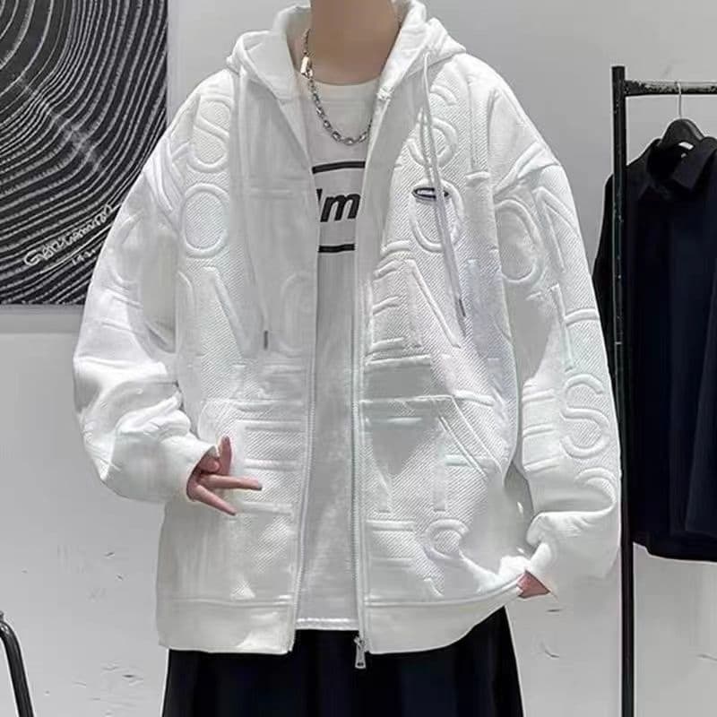 ⚡️ พร้อมส่ง⚡ 📌เสื้อ​กัน​หนาว​ แขนยาว มี​ฮู้ด ทรง​หลวม​ K ลาย​นูน