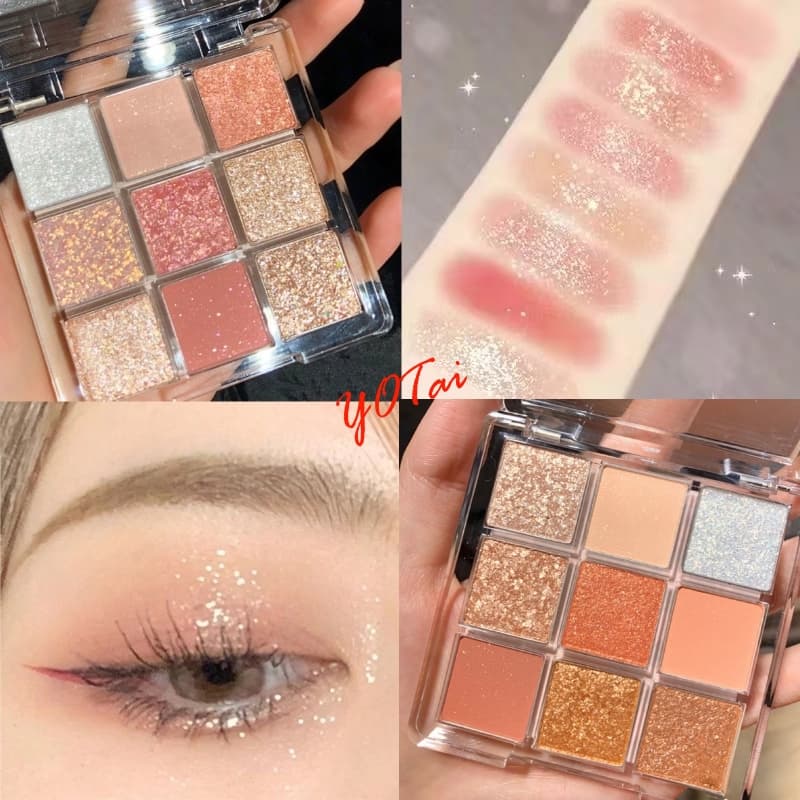 YOTAI อายแชโดว์ 9สี เนื้อกลิต​เตอร์​ สีสวย กันน้ํา ติดทนนาน รูปที่ 1