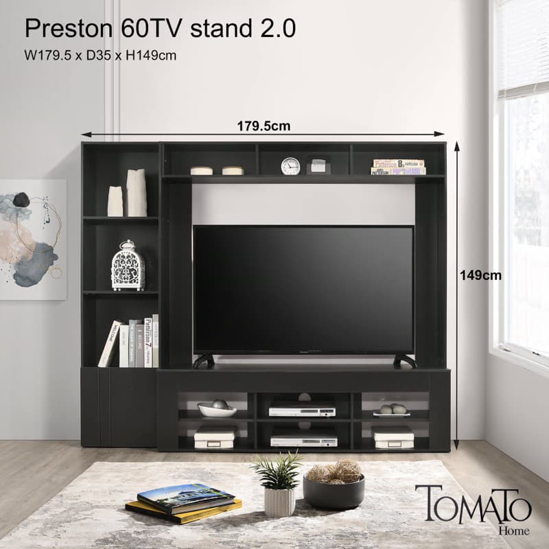 Tomato Home ชุดตู้ชั้นวางทีวี Preston 2.0 TV60นื้ว | ชั้นวางทีวี ตู้วางทีวี | เก็บของได้เยอะมาก รูปที่ 4