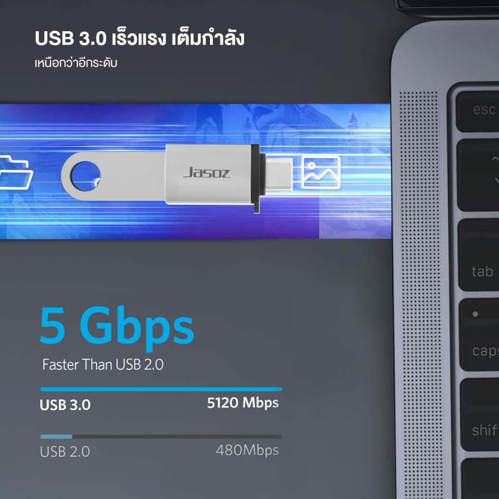ส่งจาก กทมJasoz อะแดปเตอร์ Type-C to USB 3.0 Adapter Fast Data Transfer รูปที่ 7