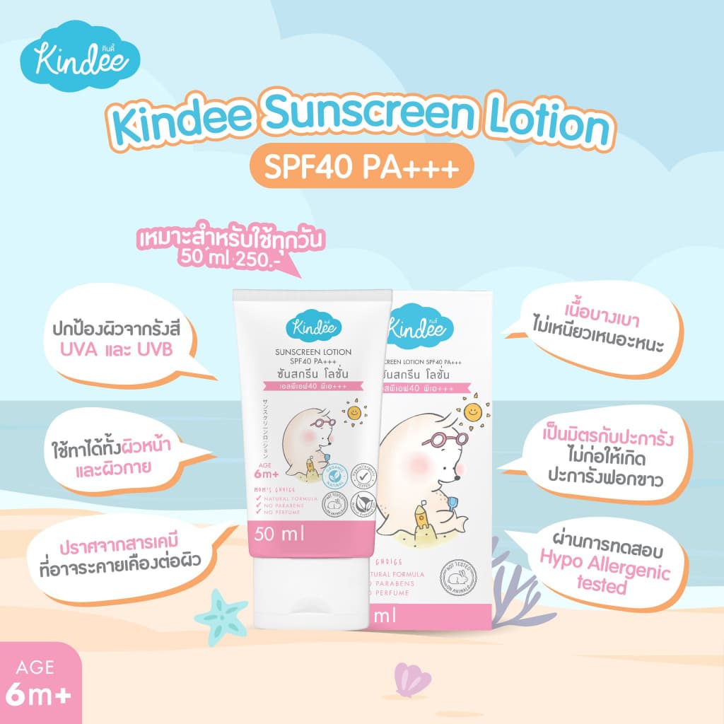 ส่งด่วนราคาพิเศษมีจำนวนจำกัดแพคเกจใหม่หลอดสีชมพู kindee คินดี้ ครีมกันแดดเด็ก รูปที่ 4