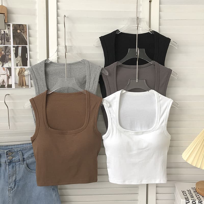 เสื้อกล้ามแฟชั่นแขนกุด B-074 เนื้อผ้านิ่มใส่สบาย มีฟองน้ำในตัว มีหลายสี รูปที่ 2