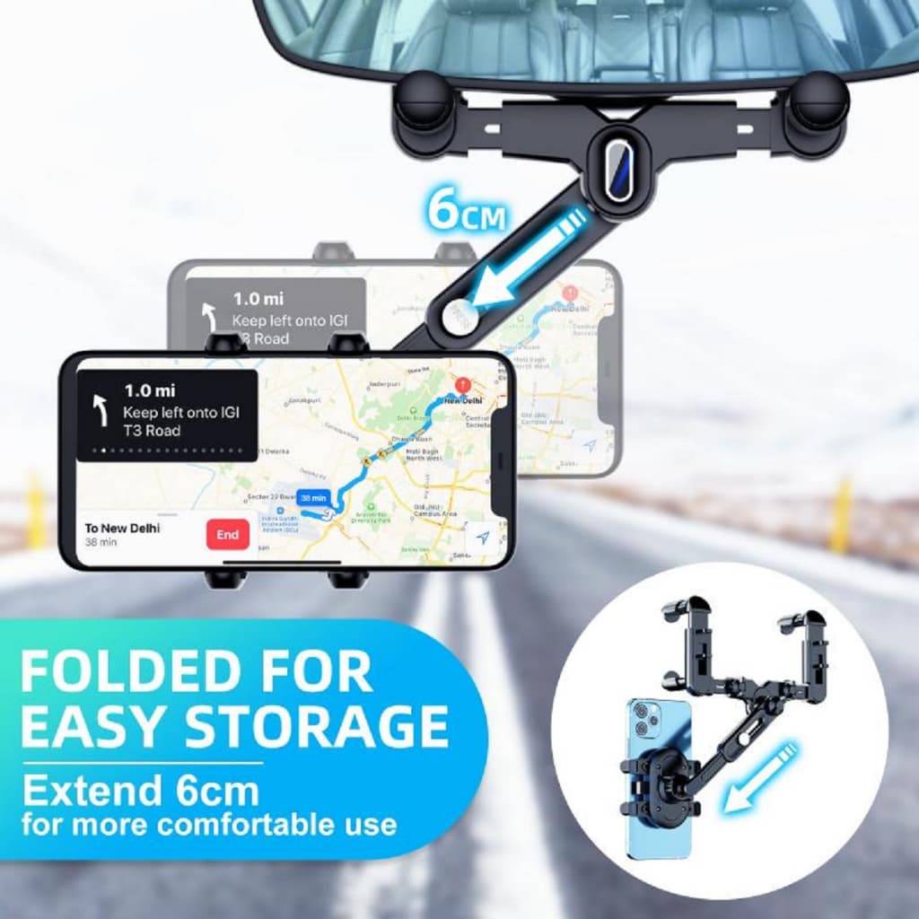 2023 ที่วางโทรศัพท์มือถือ ติดกระจกมองหลังรถยนต์ 360° ขาตั้งโทรศัพท์มือถือ ติดตั้งในกระจกมองหลังไม่ต้องแปะ รูปที่ 3