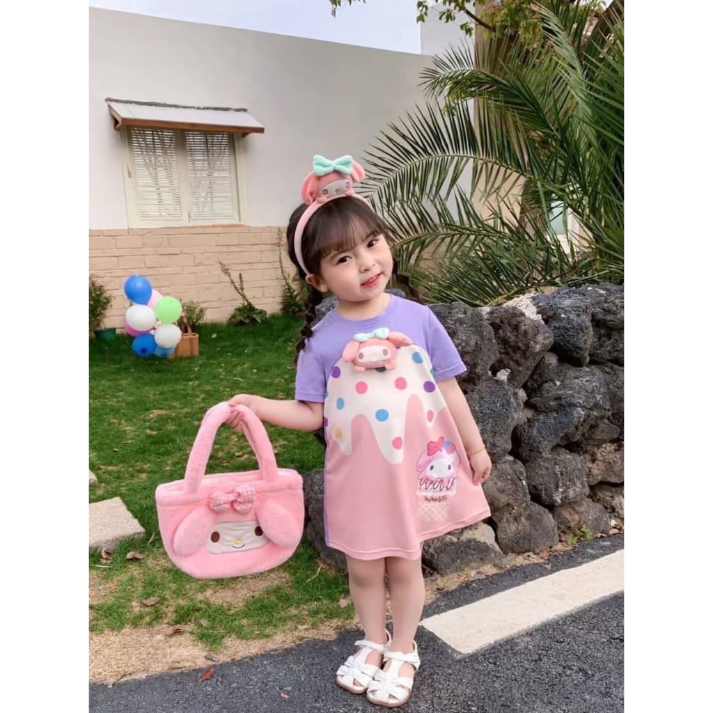 MC009 เดรสลูกสาวลาย Melody มาพร้อมป๊อปอัพหัวการ์ตูน รูปที่ 1