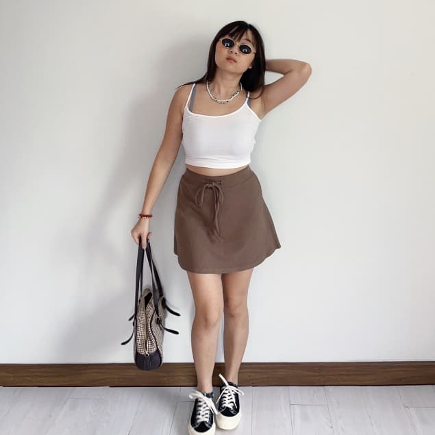 *มีส่งด่วน* upeachme RAYON U TANK เสื้อสายเดี่ยวสีพื้นตัวสั้นใส่สบายผ้ายืดได้เยอะมาก สายเดี่ยวสีพื้น รูปที่ 8